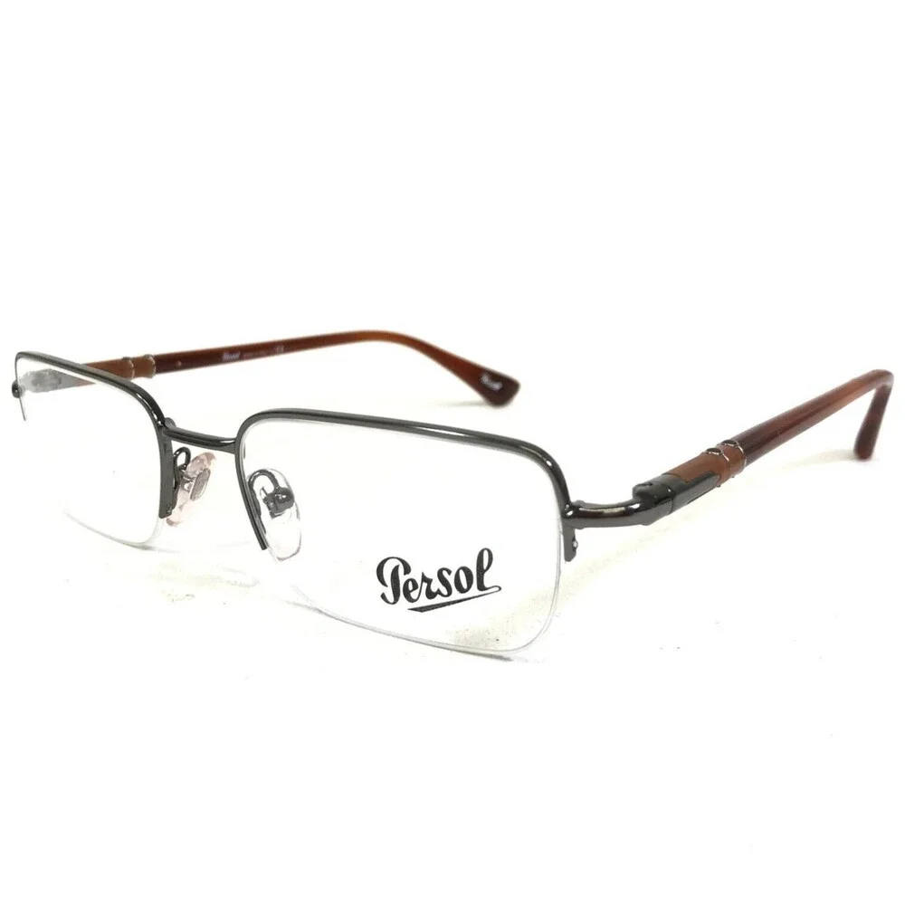 Persol Eyeglasses Frames 2415-V 997 Brown Tortoise Silver Half Rim 51-19-145